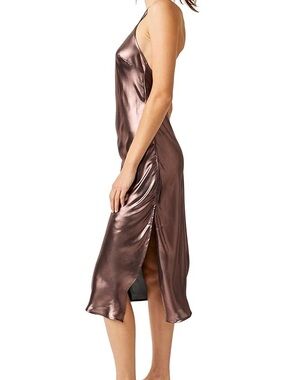 Free People Sunset Shimmer Satin Midi Slipdress
